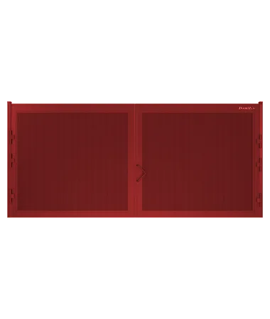 ДорХан Распашные ворота 3000х2000 цвета RAL 3000 (красный) с дизайном 'доска' без автоматики