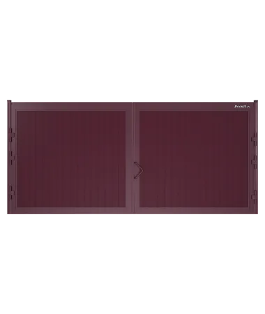 ДорХан Распашные ворота 3400х1900 цвета RAL 3005 (бордовый) с дизайном 'доска' без автоматики