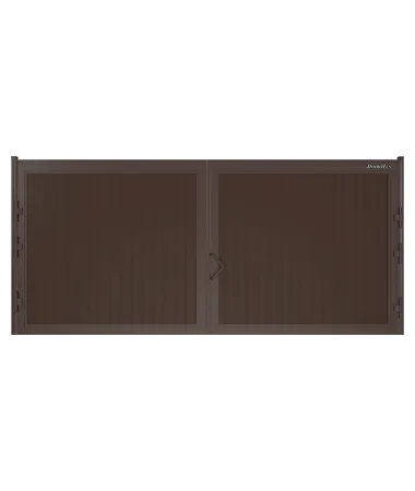 ДорХан Распашные ворота 3600х1700 цвета RAL 8017 (коричнево-красный) с дизайном 'доска' без автоматики