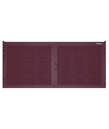 ДорХан Распашные ворота 3500х1500 цвета RAL 3005 (бордовый) с дизайном 'филенка' с автоматикой