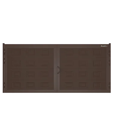 ДорХан Распашные ворота 3300х1300 цвета RAL 8017 (коричнево-красный) с дизайном 'филенка' с автоматикой
