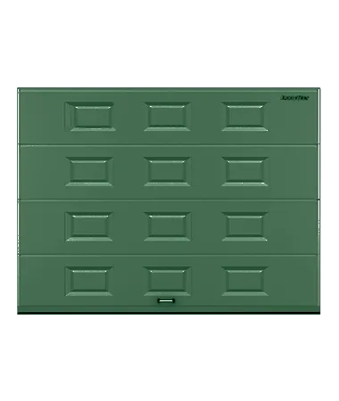 ДорХан Секционные ворота стальные 4100х2800 цвета RAL 6005 (зелёный) с дизайном 'филенка' с автоматикой