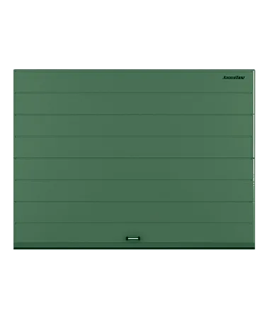 ДорХан Секционные ворота стальные 3000х2500 цвета RAL 6005 (зелёный) с дизайном 'широкая центральная полоса' с автоматикой